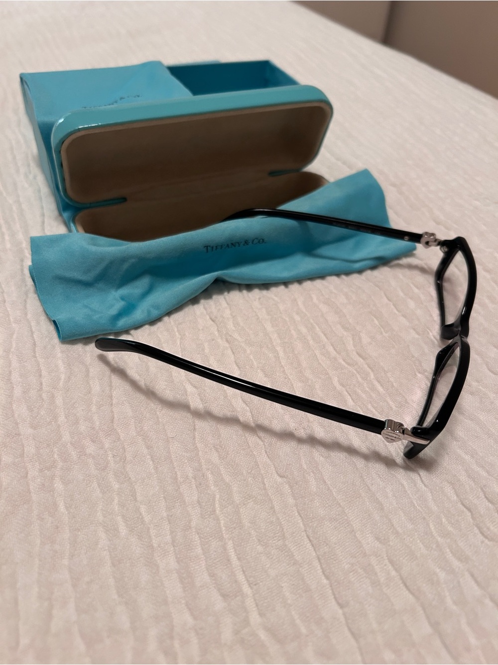Tiffany & Co. Black Women's Rectangular Glasses with Tiffany Blue Case - Picture 6 of 6